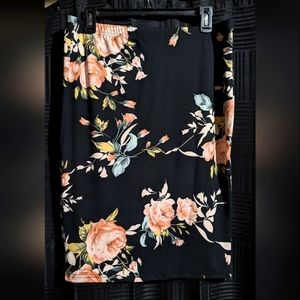 Shein black flower skirt